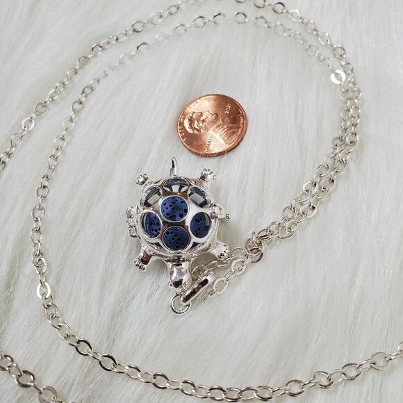 Aromatherapy necklace turtle shape with natural lava rock stone - Picture 9 of 11